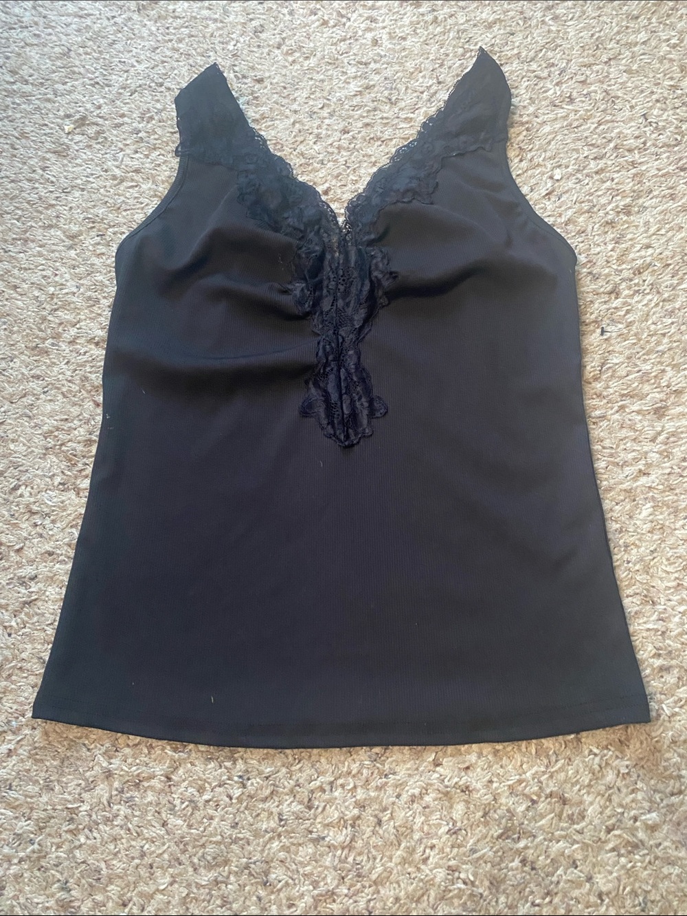 Amazon Black Lace-Trim V-Neck Camisole worn once!